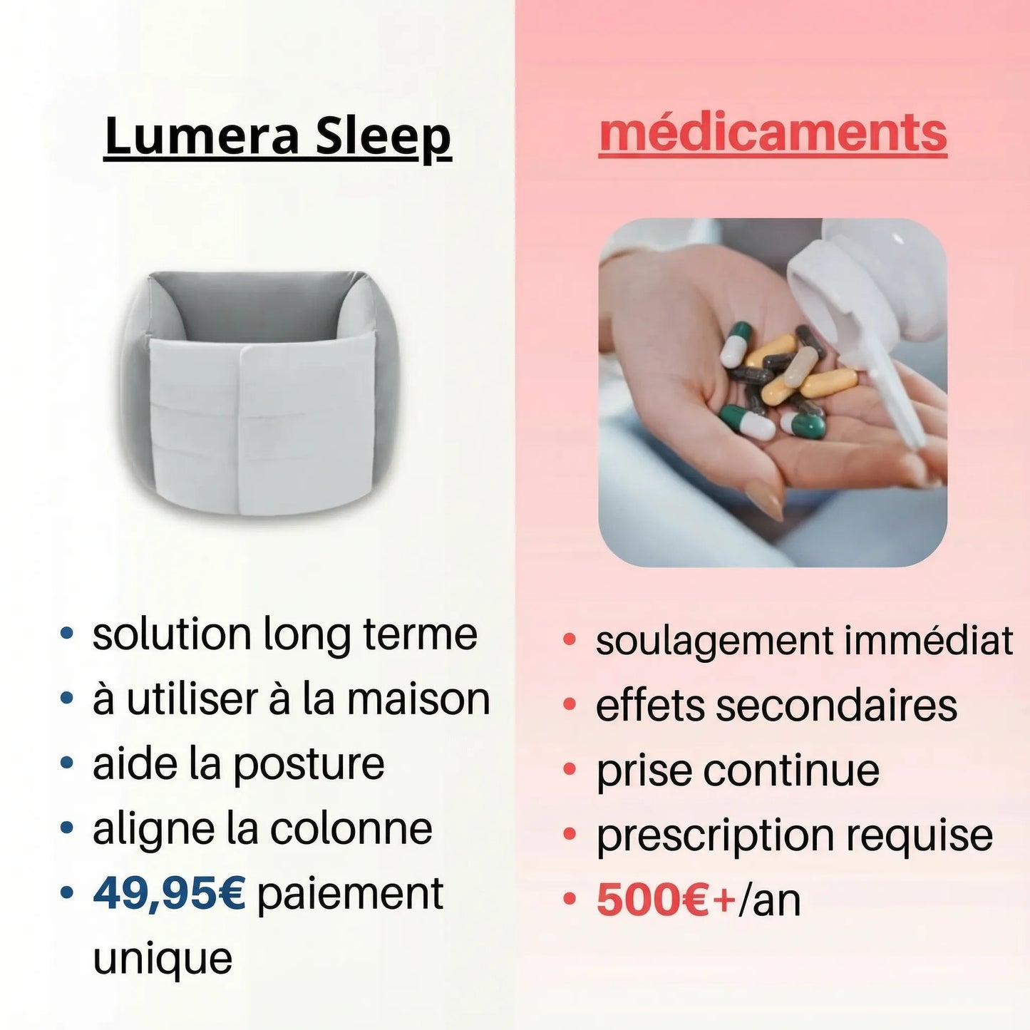 Lumera Sleep - Coussin de soutien lombaire